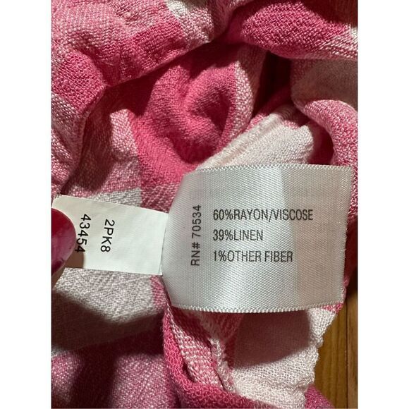 Orvis Pink White Linen-Blend Buffalo Check Button-Back Blouse Top Sz S - Picture 8 of 8